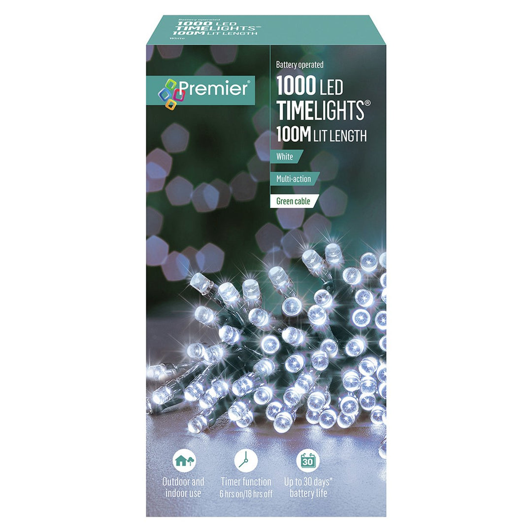 Premier Decorations 1000 White LED Christmas Tree Lights
