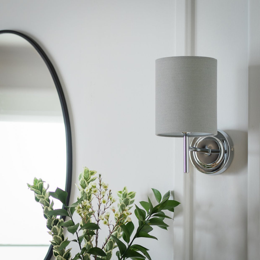 Home Candelabra Steel Wall Light - Chrome &amp; Grey