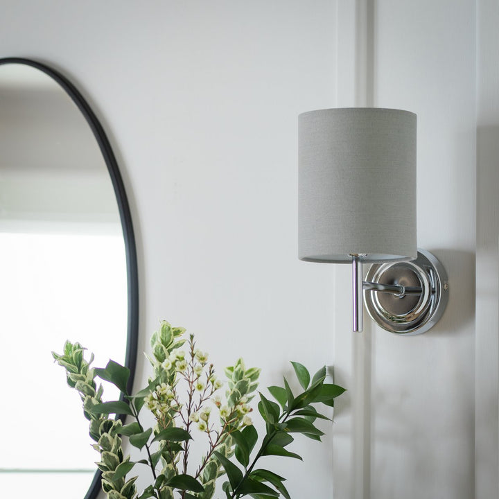 Home Candelabra Steel Wall Light - Chrome &amp; Grey