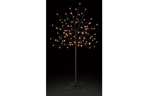 Premier Decorations 5ft White LED's Pre-lit Cherry Tree - Black