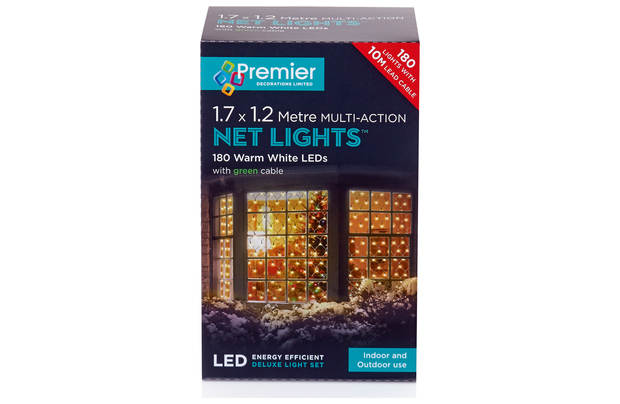 Premier Decorations 1.75 x 1.2m LED Net Lights - Warm White