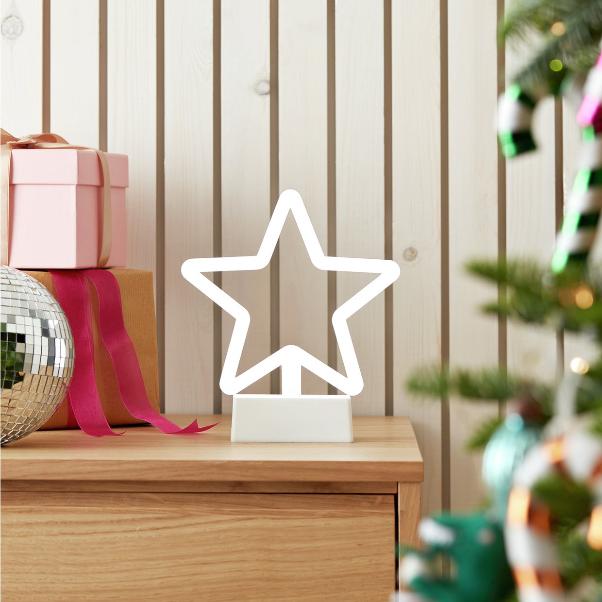 Home Battery Neon Effect Star Shaped Christmas Light