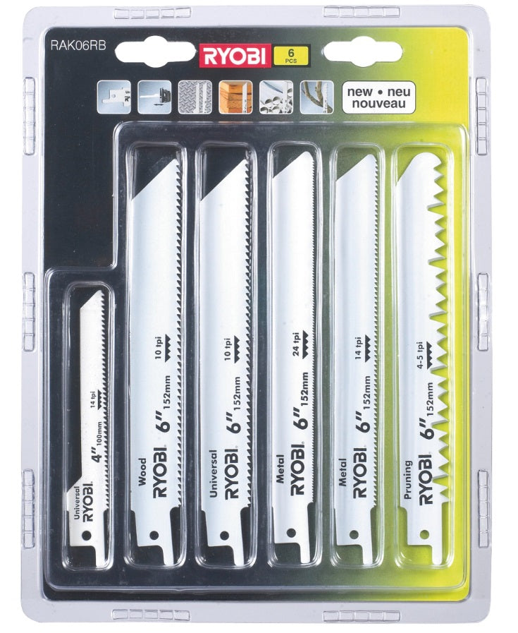Ryobi RAK06RB Reciprocating Saw Blade Set (6 piece) 