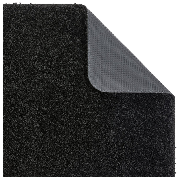 Buddy Washable Mat Plain Round Black Cut Pile Rug - 100cm