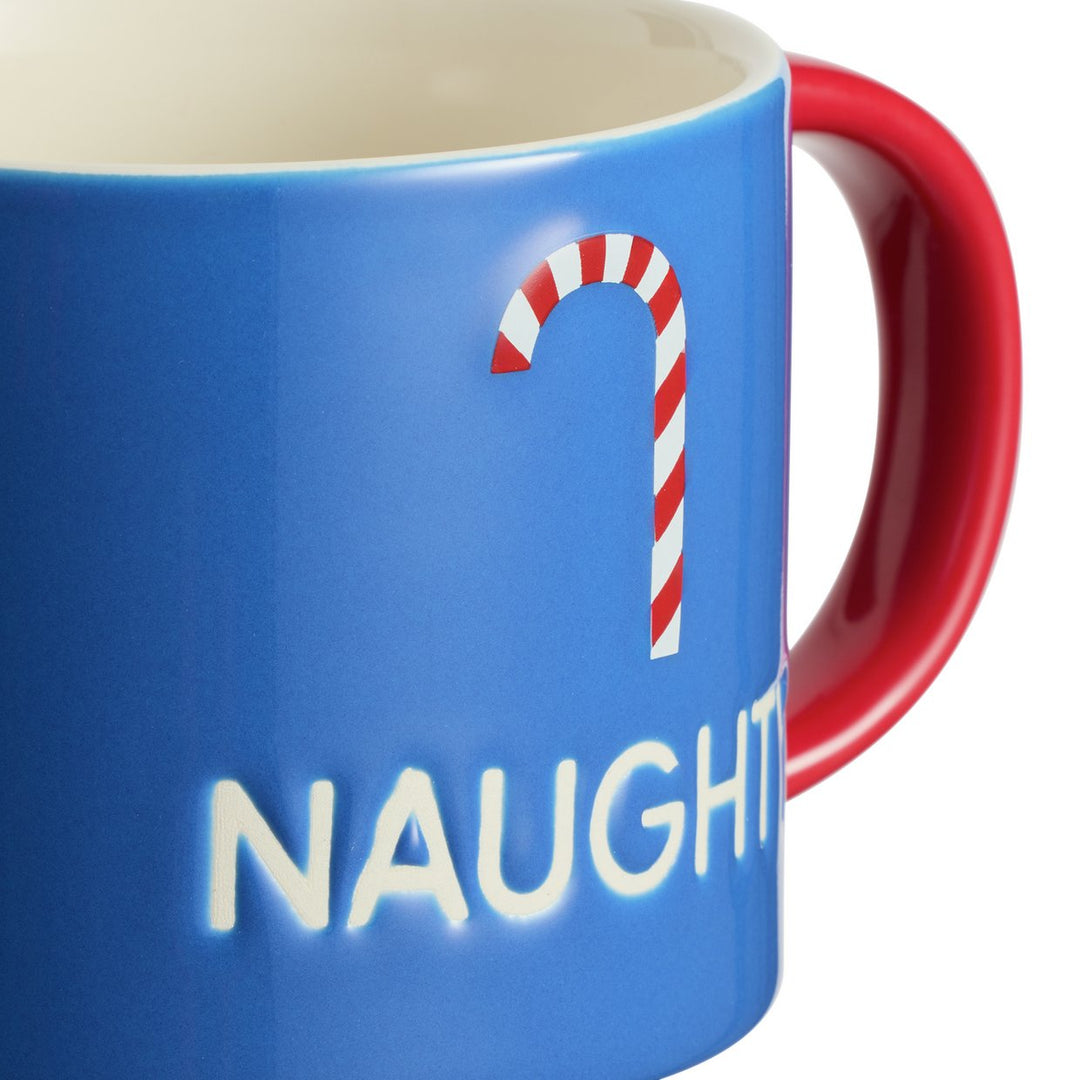 Habitat Naughty N Nice Set of 2 Mugs - Blue &amp; Green