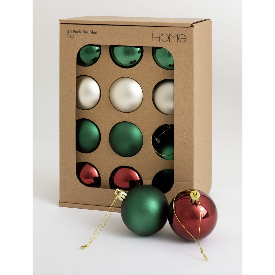 Home Pack of 24 Classic Christmas Tree Baubles Decoration