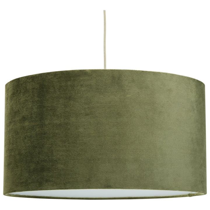 Habitat Green Velvet Easy Fit Drum Lampshade - 49cm