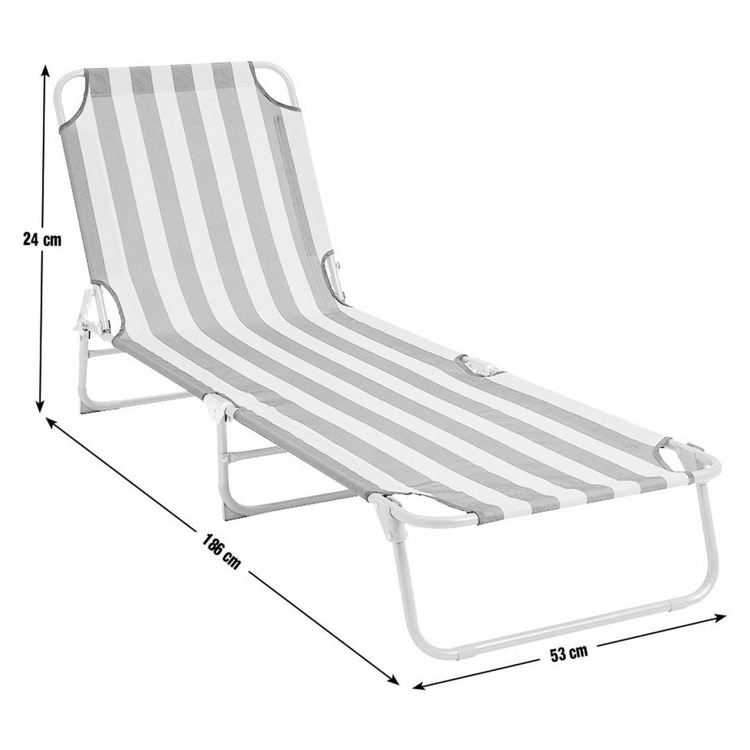 Habitat Bright Stripe Folding Metal Sun Lounger - Blue