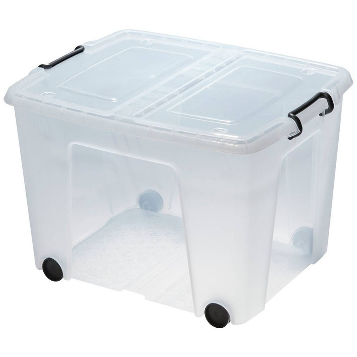 Strata 75L Wheeled Smart Box With Lid Storage Box - Clear