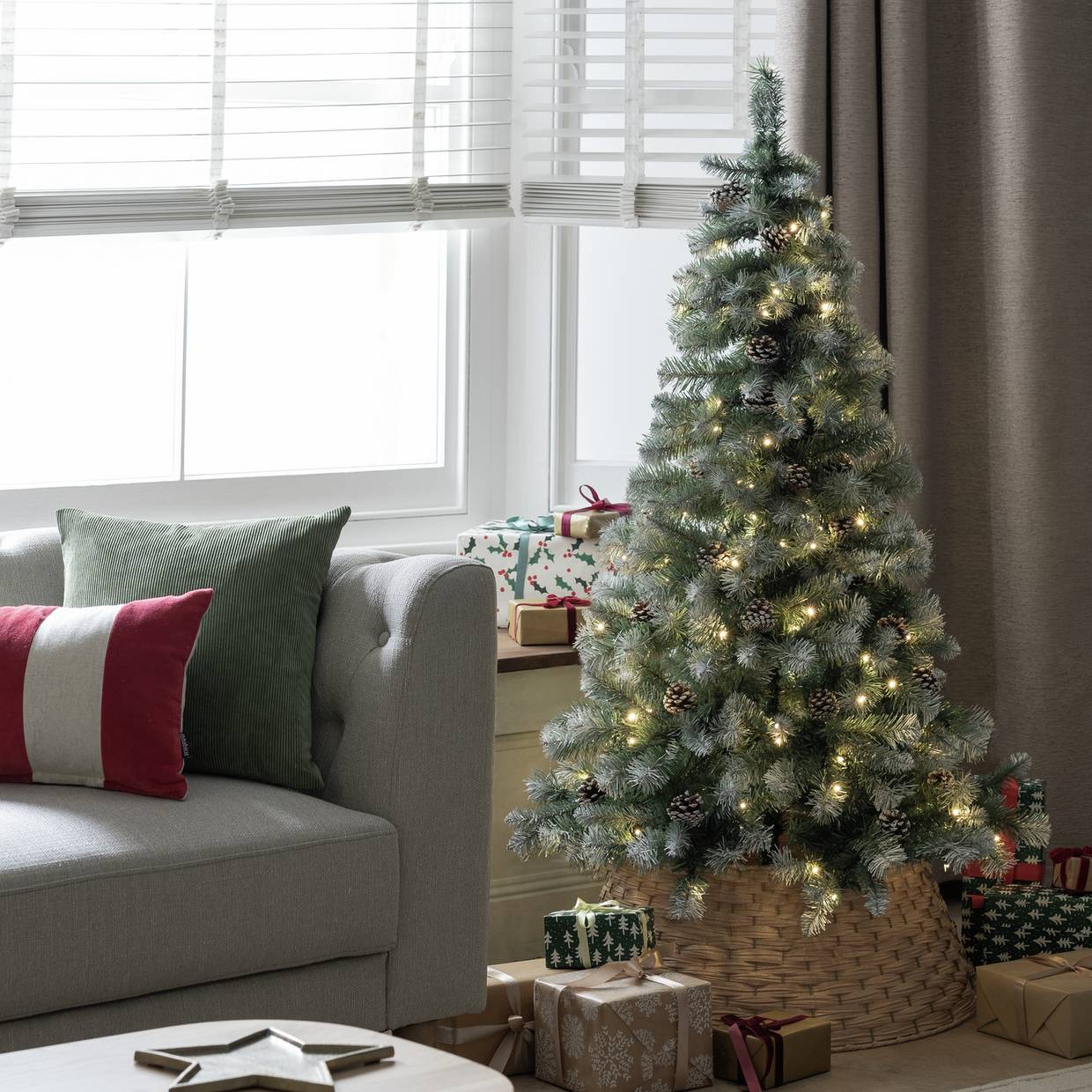 Habitat 5ft Blue Oscar Pine Cone Christmas Tree