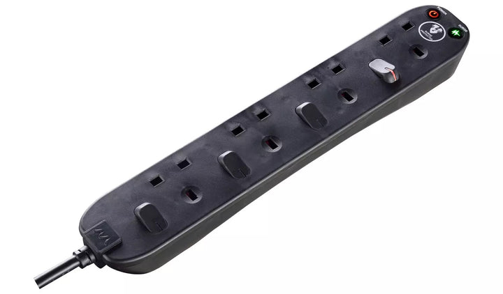 1m Surge Switched Protected Extension Lead - Black