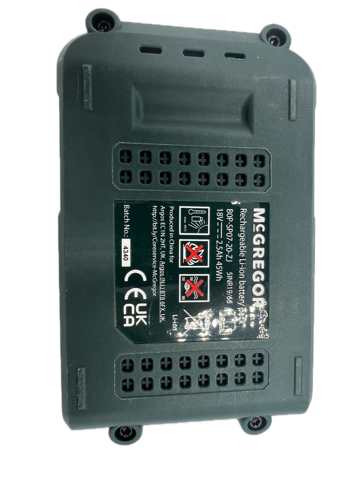 Genuine 18v Battery B0P-SP07-20-ZJ For McGregor Cordless Lawnmower MCLLM3634