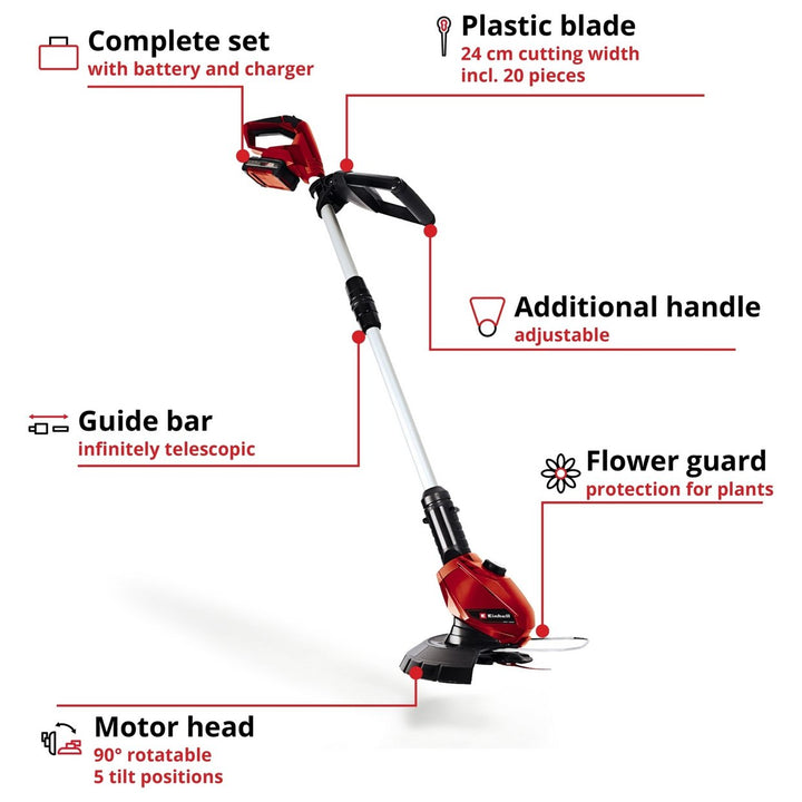 Einhell 24cm Cordless Grass Trimmer With Battery - 18V