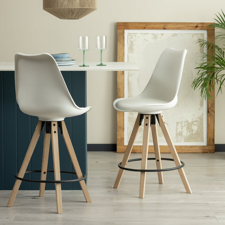 Habitat Jerry Pair of Counter Bar Stools - White