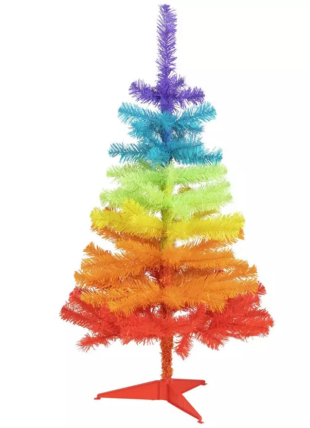 Home 3ft Slim Christmas Tree - Rainbow
