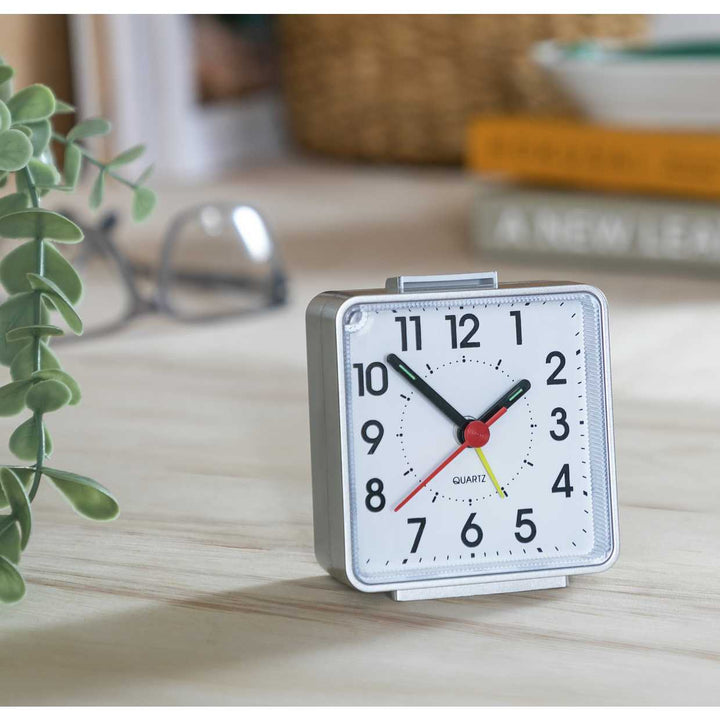 Habitat Square Analogue Alarm Clock - Silver