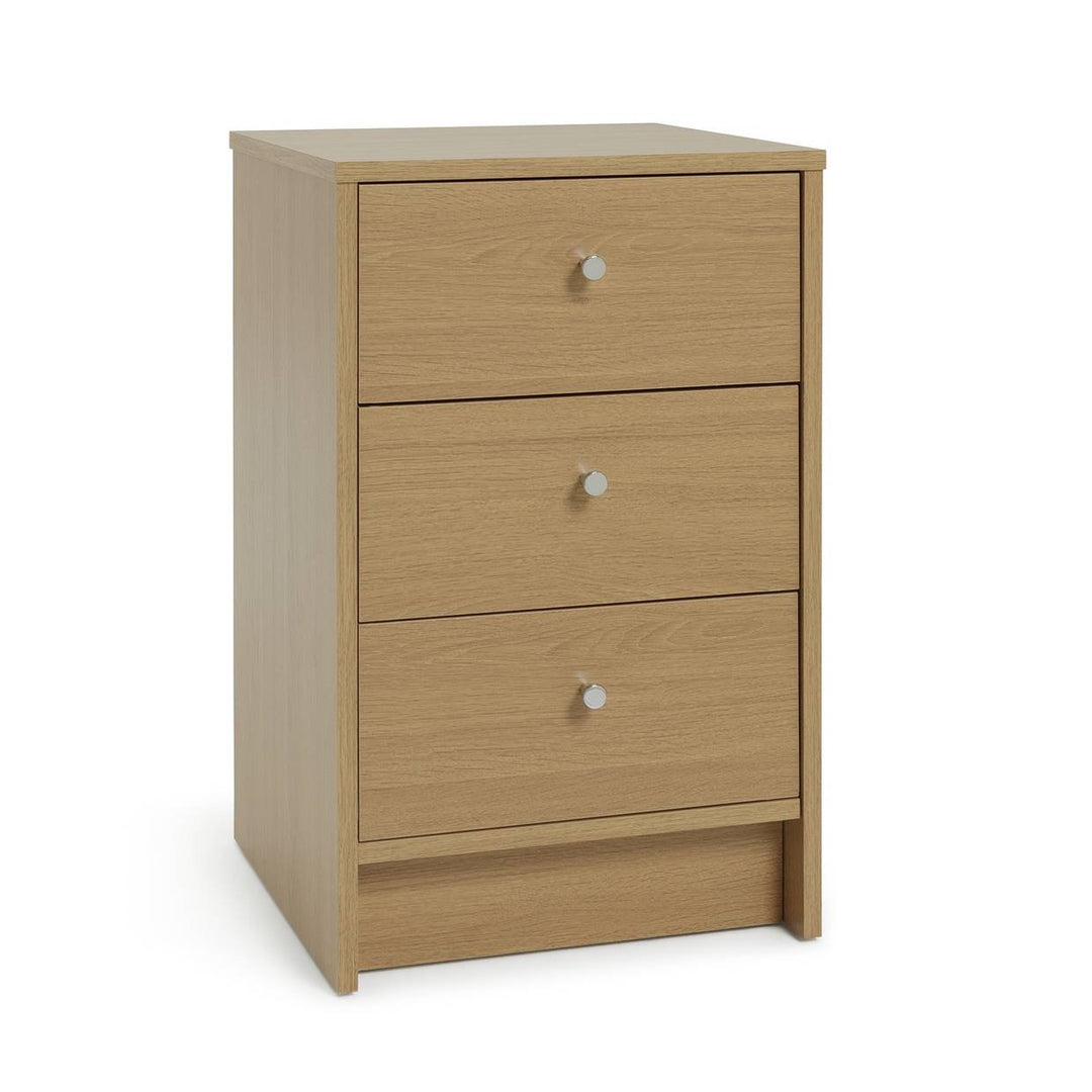 Home Malibu 3 Drawer Bedside Table - Oak Effect