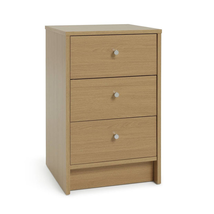 Home Malibu 3 Drawer Bedside Table - Oak Effect