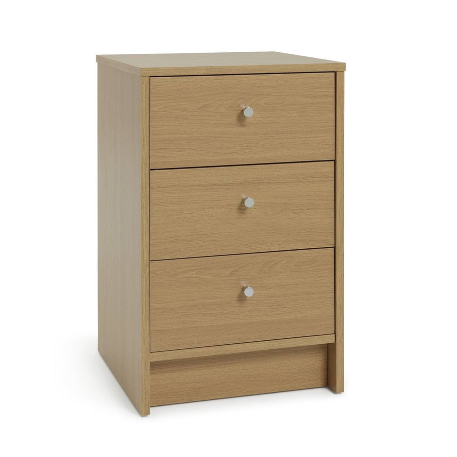 Home Malibu 3 Drawer Bedside Table - Oak Effect