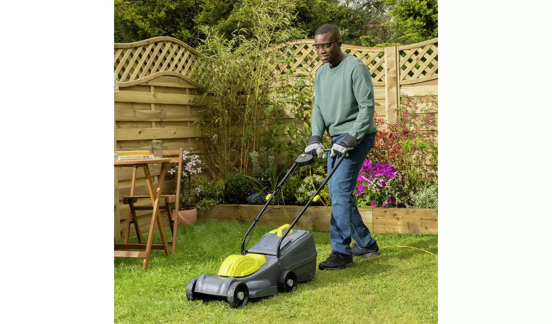 Challenge Corded 32cm Rotary Lawnmower 1000w & 22cm Grass Trimmer