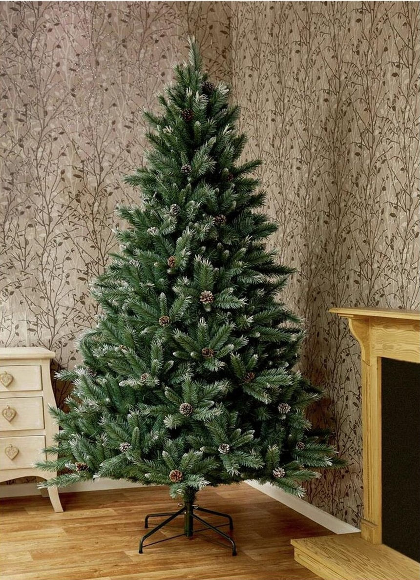 Premier Decorations 7ft Selwood Pine Christmas Tree With Cones - Green