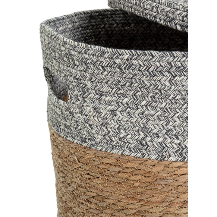 Habitat 80 Litre 2 Tone Woven Rush Jute Laundry Basket