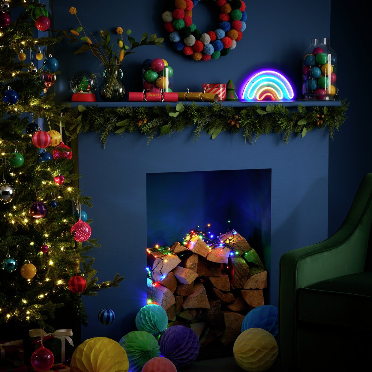 Home Battery Neon Effect Rainbow Christmas Light Decoration