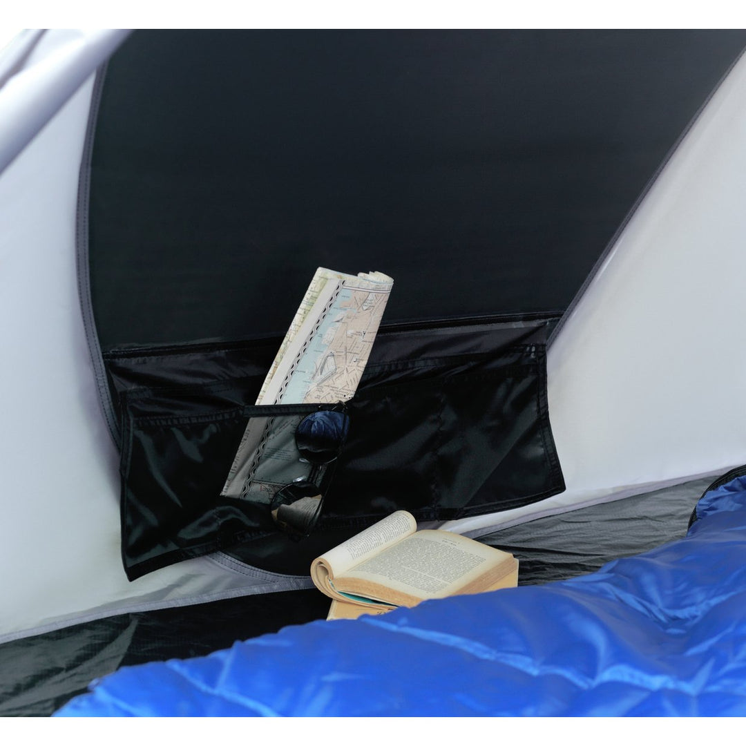 Pro Action 4 Man 1 Room Pop Up Camping Tent - Black & Grey
