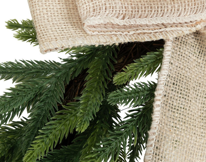 Habitat Faux Green Natural Bow Christmas Wreath