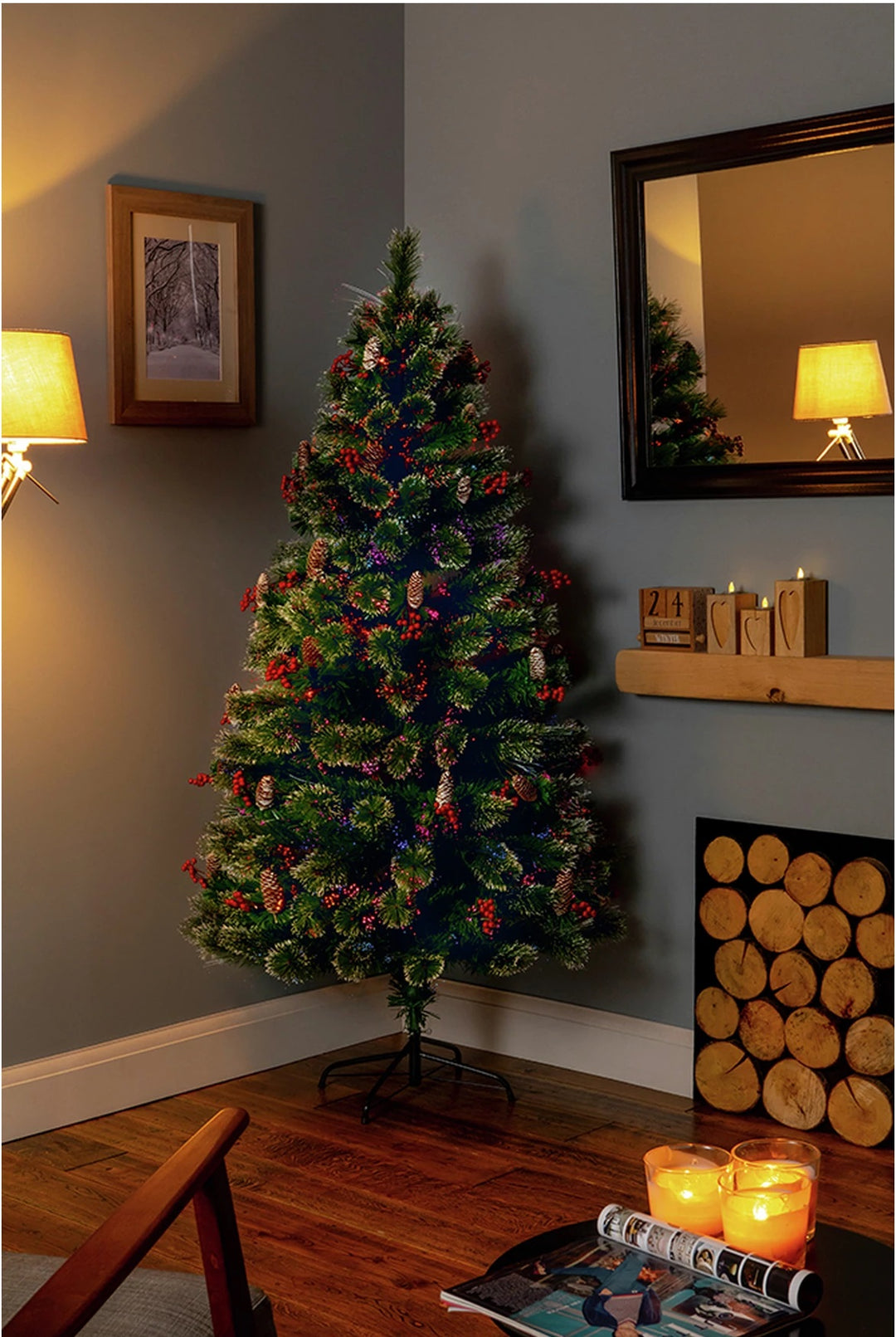 Premier Decorations 4ft Snow Tip Fibre Optic Bottle Brush Christmas Tree - Green