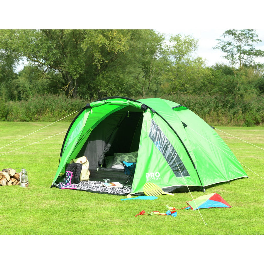 Pro Action 4 Person 1 Room Dome Camping Tent