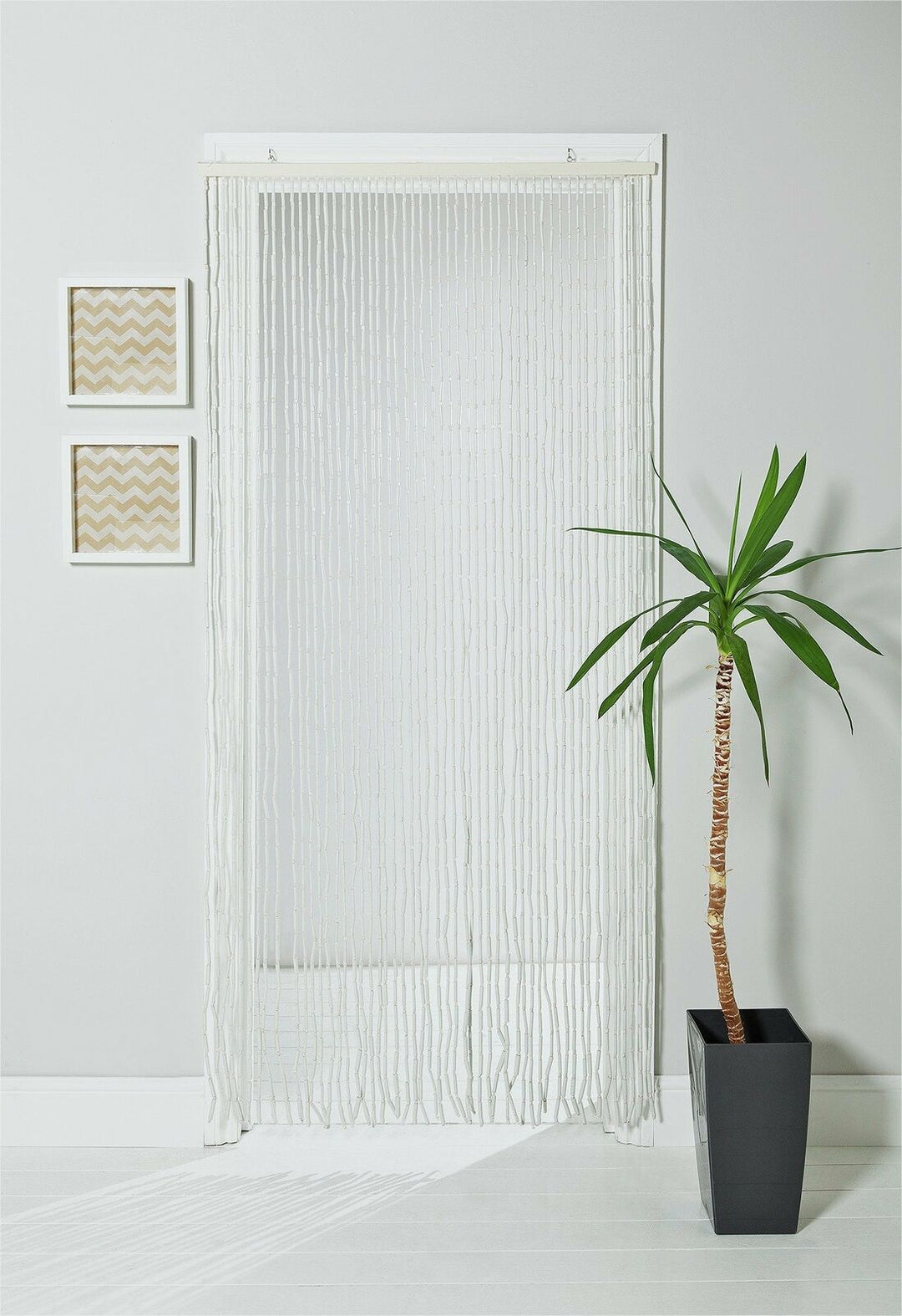 Home Beaded Door Curtain - White