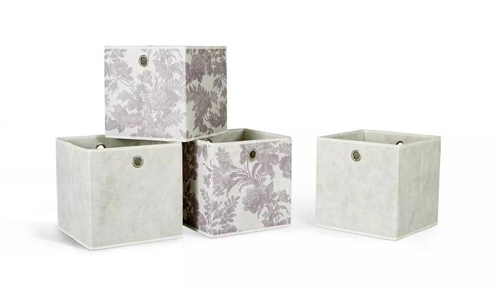 Habitat Set of 4 Squares Boxes - Grey & Floral