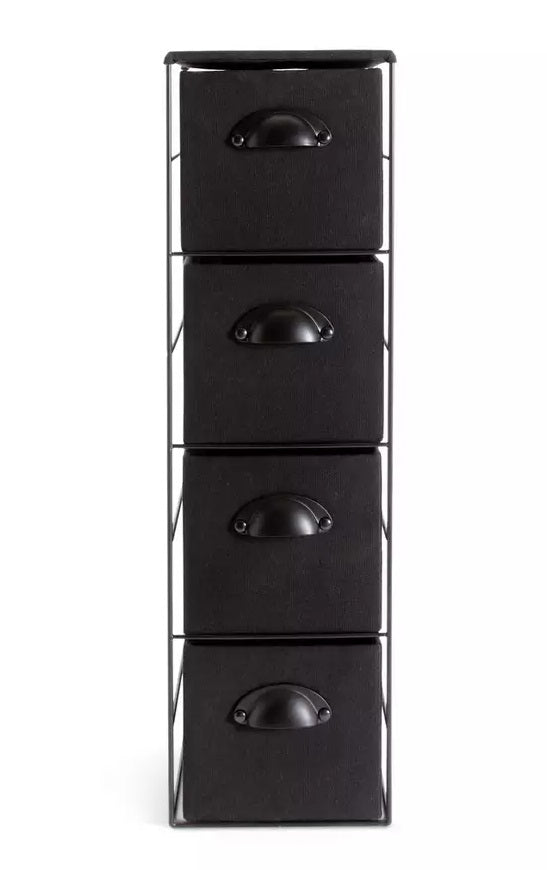Habitat 4 Drawer Fabric Bathroom Storage Unit - Black