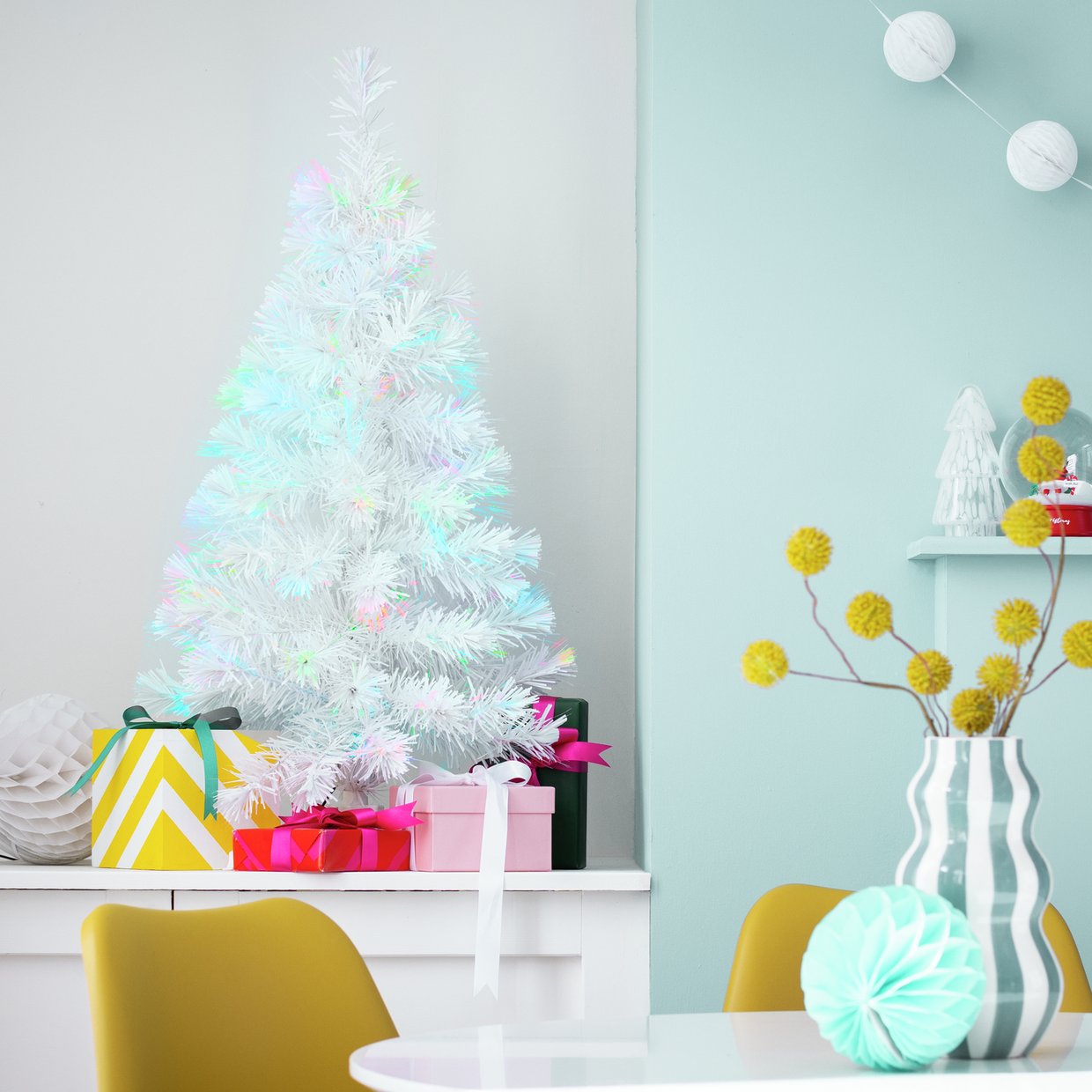 Home 3ft Fibre Optic Small Christmas Tree - White