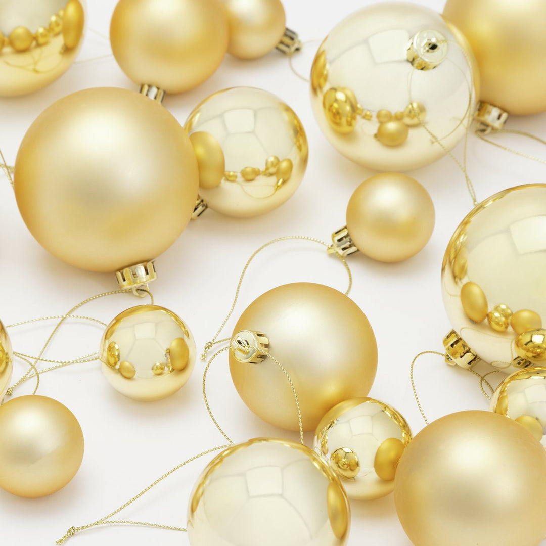 Home Pack Of 49 Shatterproof Christmas Tree Baubles Decoration - Gold