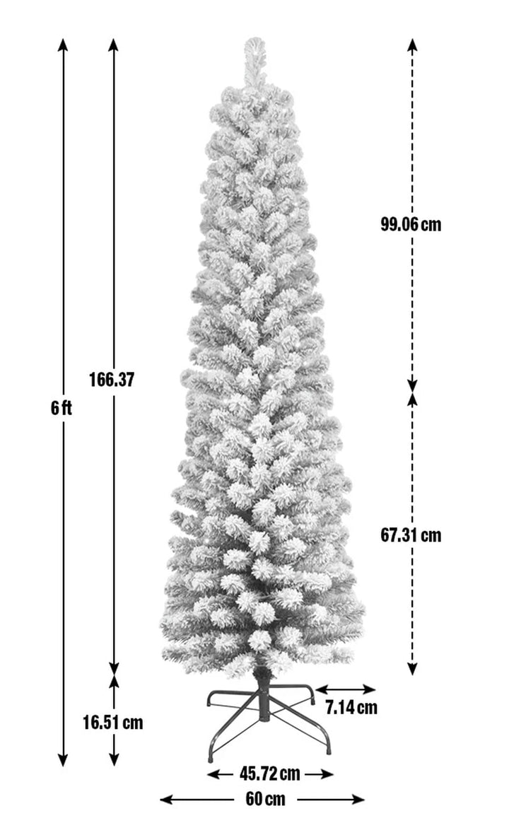 Habitat 6ft Pre-Lit Snow Tipped Pencil Christmas Tree - Green