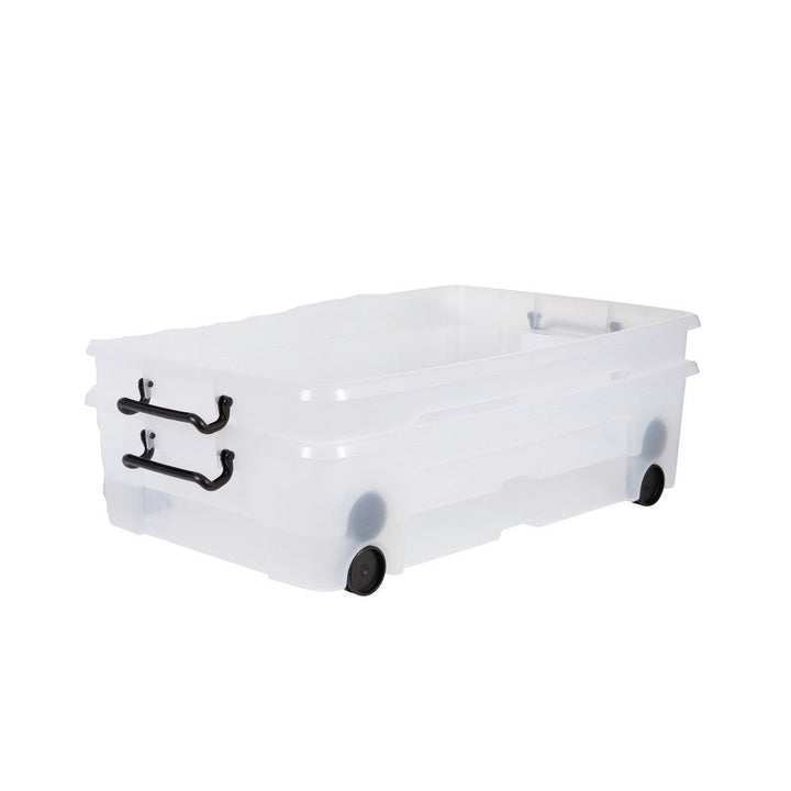 Strata 2 X 35L Wheeled Underbed Storage Boxes - Clear (No Lids)