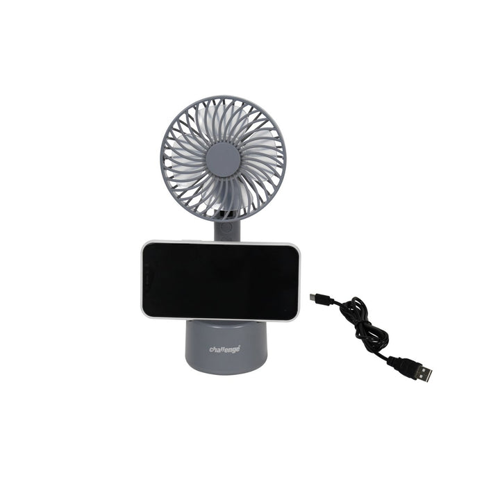 Challenge Grey Hand Held Desk Fan With Dock - 4 Inch