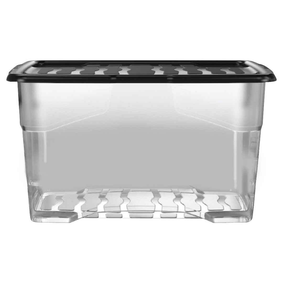 Strata Curve 2 x 80L Plastic Storage Boxes with Lid - Clear - Set of 2