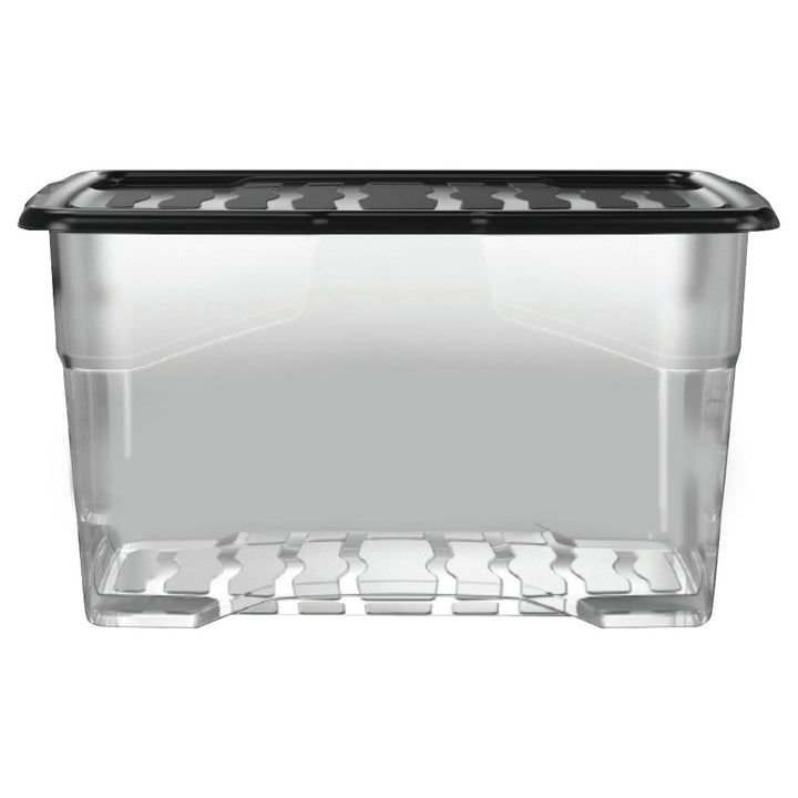 Strata Curve 2 x 80L Plastic Storage Boxes with Lid - Clear - Set of 2