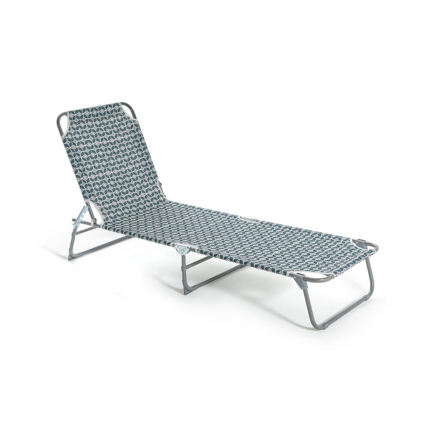 Habitat Boho Folding Metal Sun Lounger - Grey & White