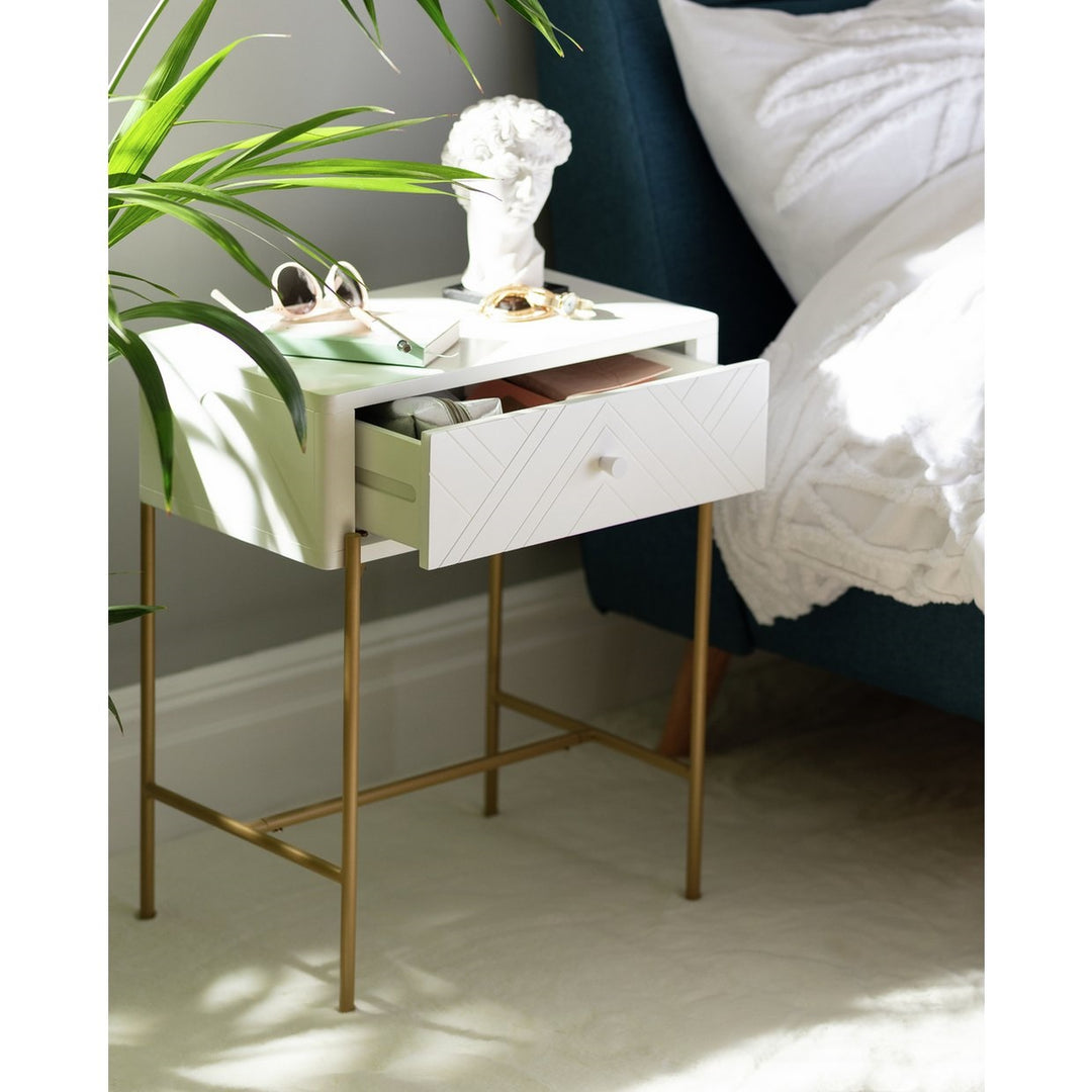 Habitat Barcelona 1 Drawer Bedside Table - White