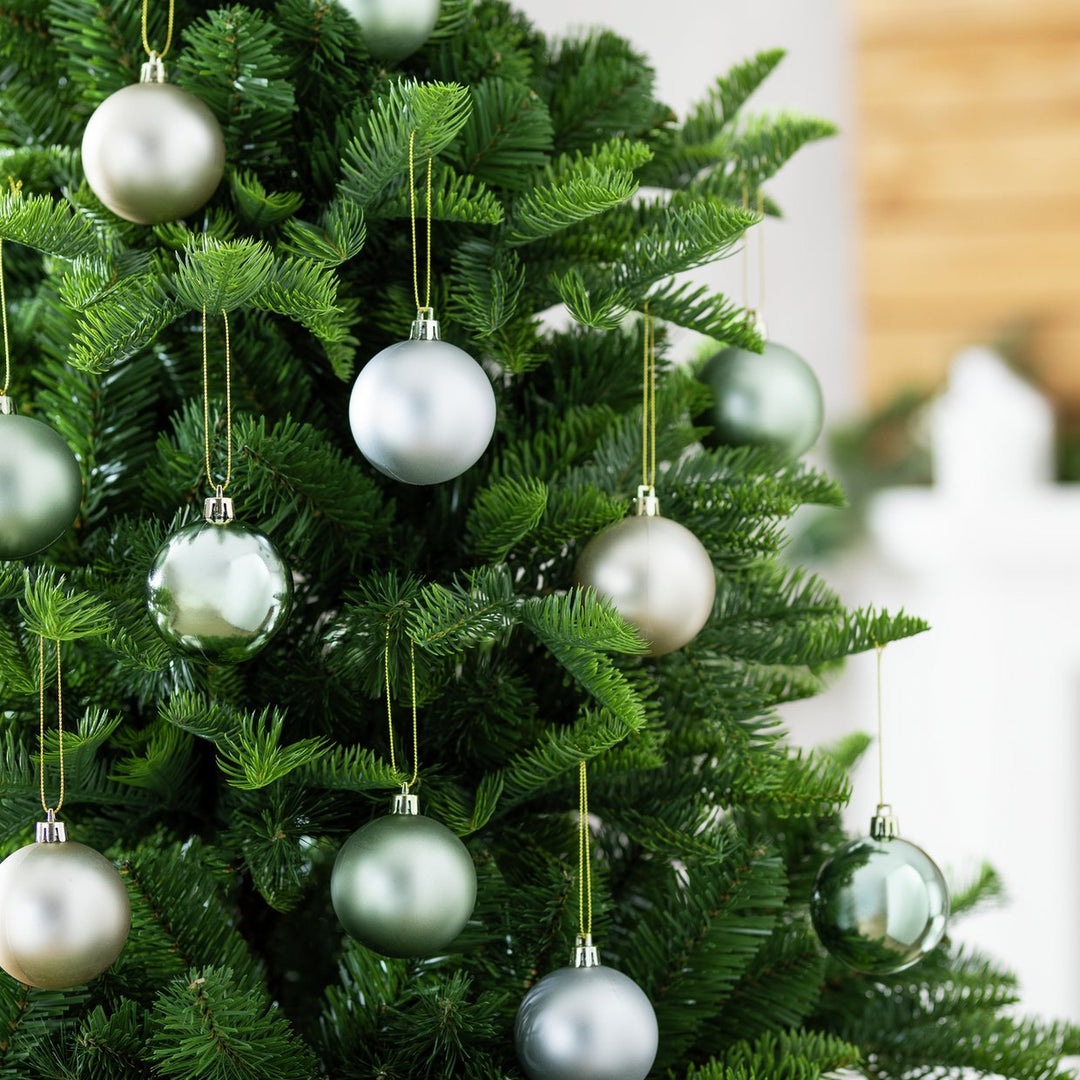 Habitat Pack of 24 Christmas Tree Baubles Decoration - Sage And Silver