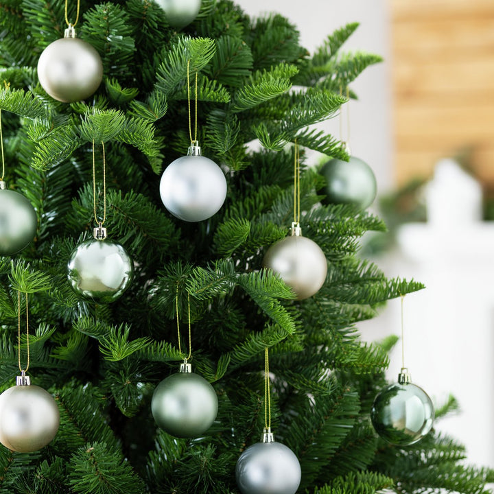 Habitat Pack of 24 Christmas Tree Baubles Decoration - Sage And Silver
