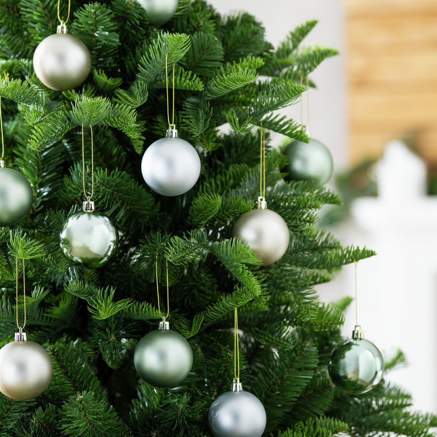 Habitat Pack of 24 Christmas Tree Baubles Decoration - Sage And Silver