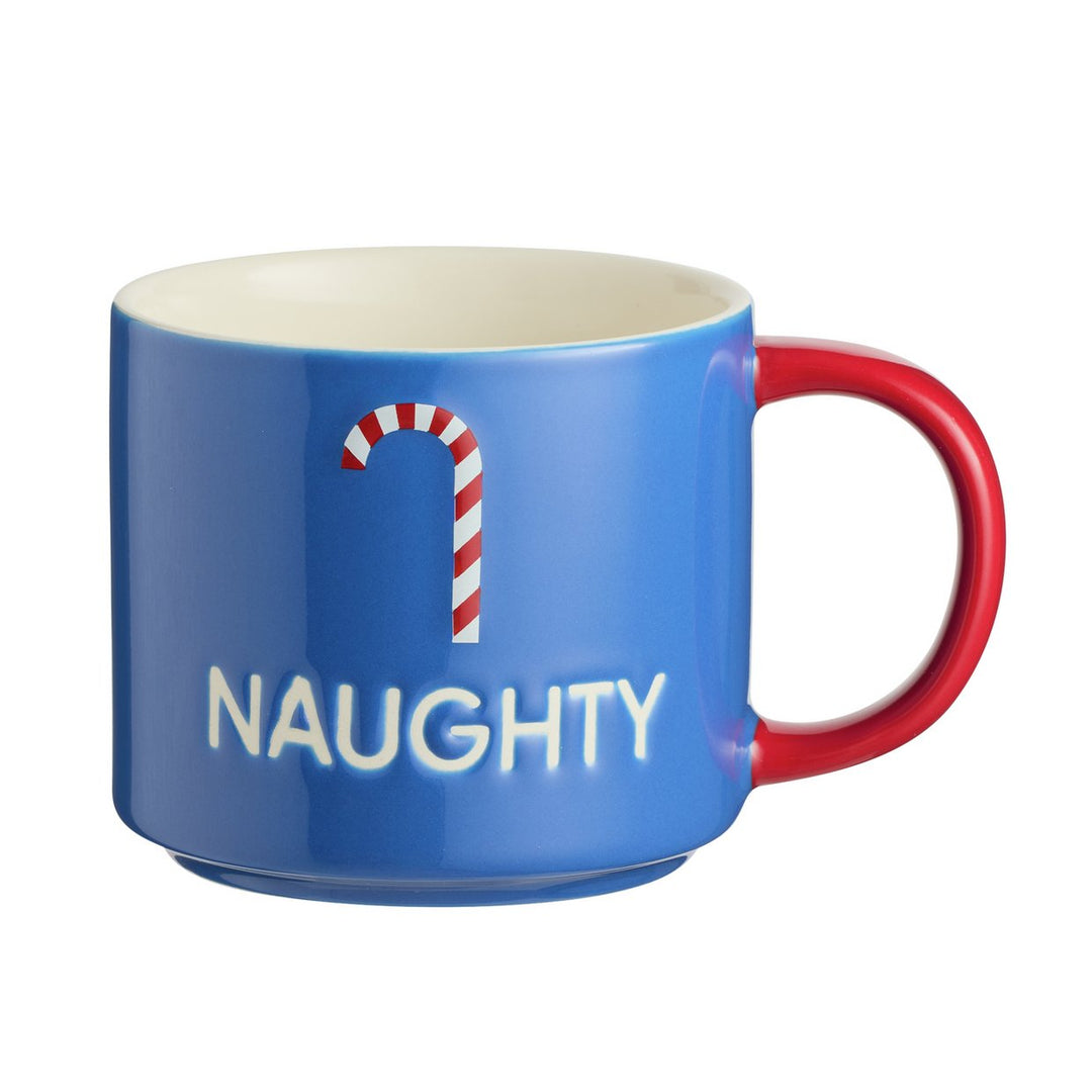 Habitat Naughty N Nice Set of 2 Mugs - Blue &amp; Green