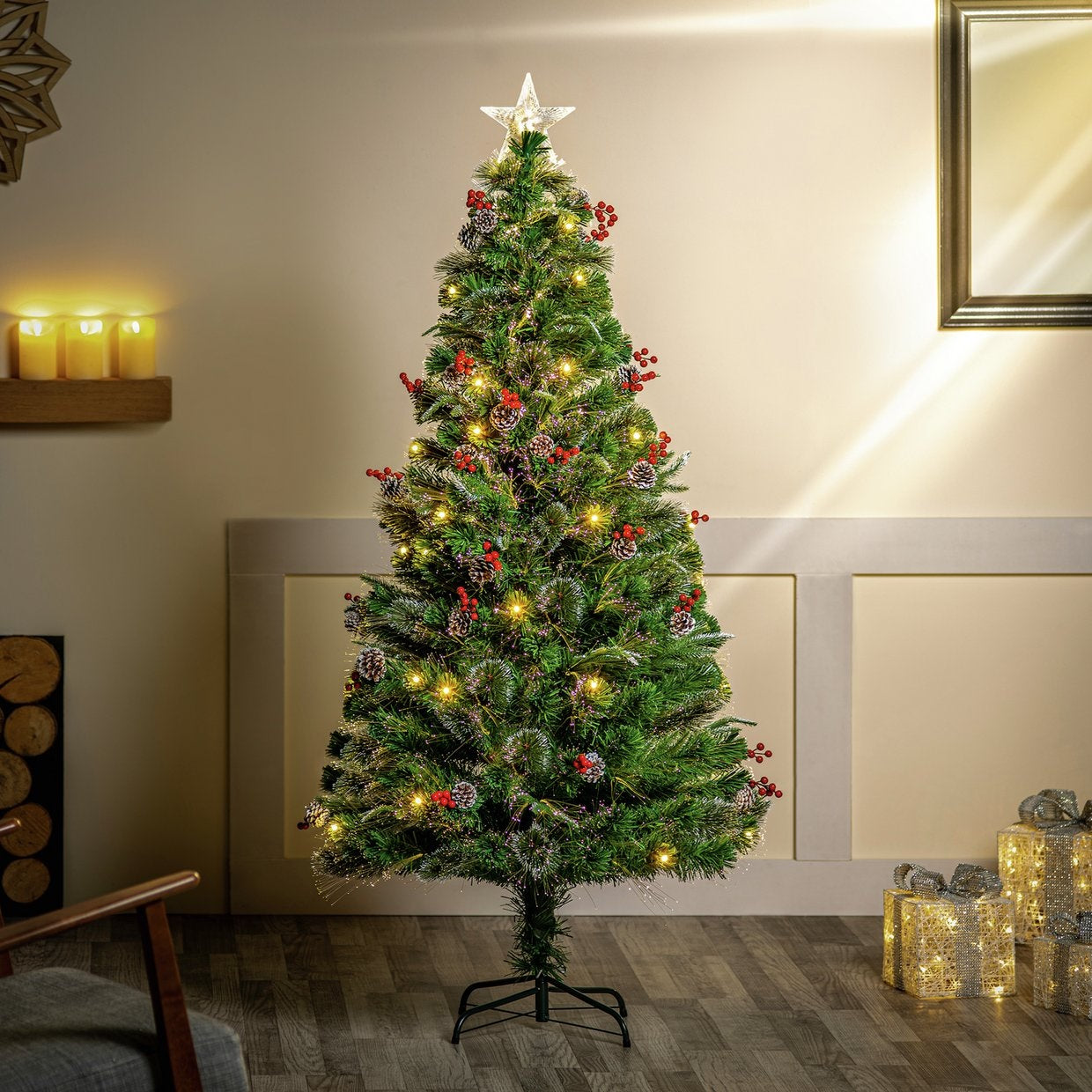 Premier Decorations 5ft New Jersey Pine Fibre Optic Christmas Tree