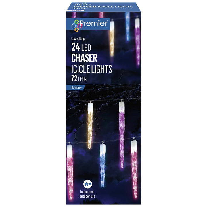Premier Decorations 72 Rainbow LED Christmas Icicle Lights