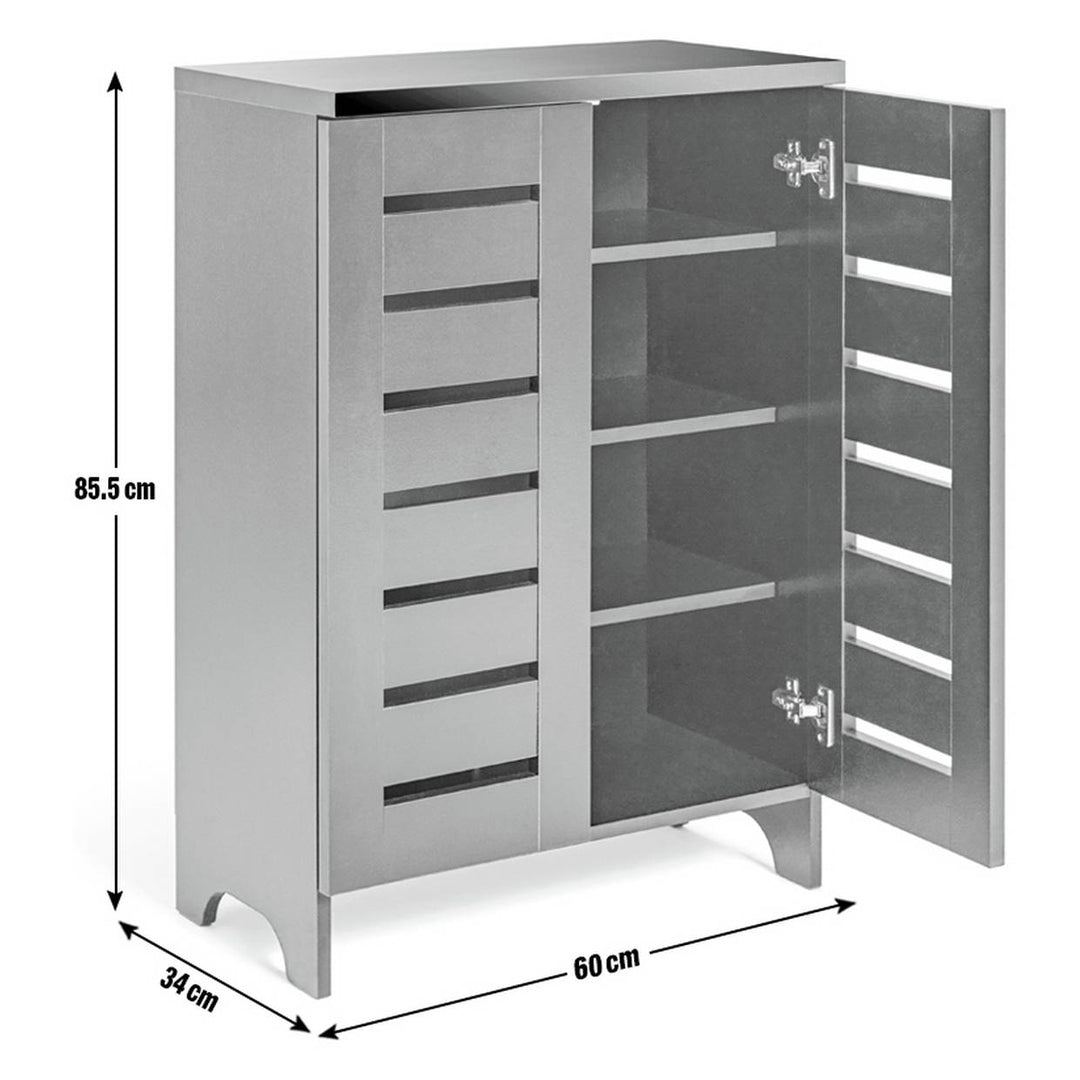 Home Slatted Shoe Cabinet - Black